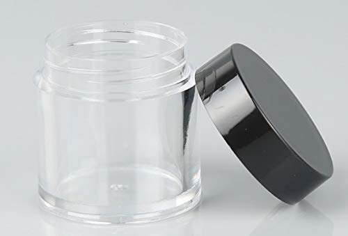 XICHEN (24 Pieces) 10G/10ML Clear Plastic Cosmetic Round Container Jars with BLACK Lids