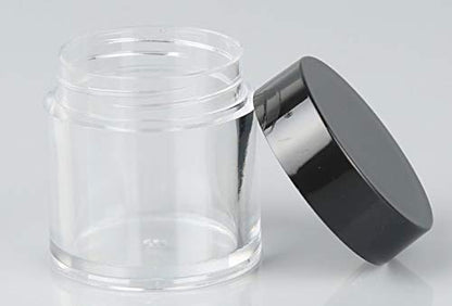 XICHEN (24 Pieces) 10G/10ML Clear Plastic Cosmetic Round Container Jars with BLACK Lids