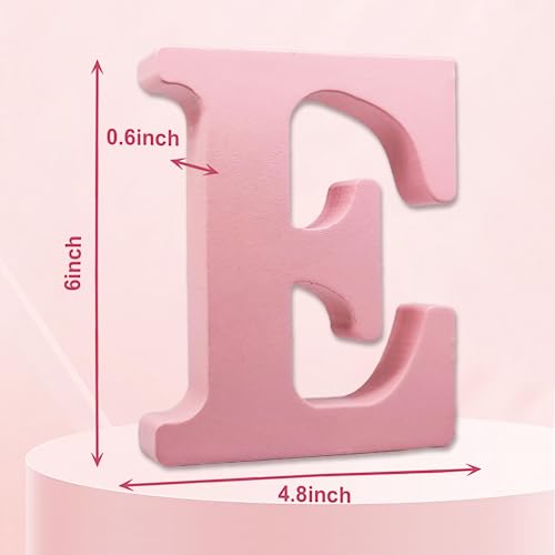AOCEAN 6 Inch Pink Wood Letters Unfinished Wooden Letters for Wall MAGA Decorative Standing Letters Slices Sign Board for Crafts Christmas Decoration Home Party Projects (E) - style: E