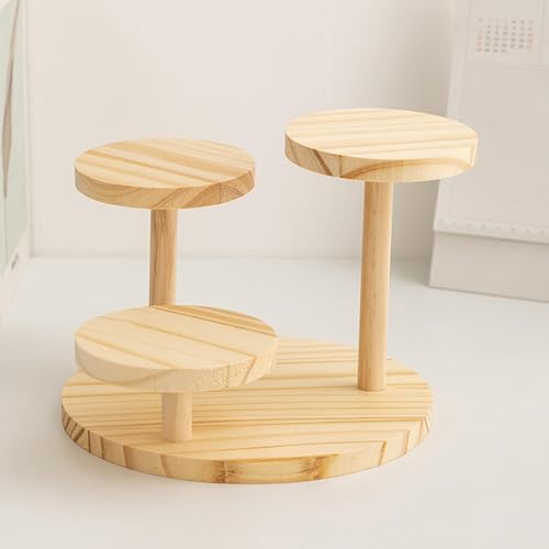 Wood Riser Display Stand Multi Tier Desktop Makeup Organizer Decor Wooden Base Display Rack for Mini Doll Jewelry