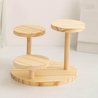 Wood Riser Display Stand Multi Tier Desktop Makeup Organizer Decor Wooden Base Display Rack for Mini Doll Jewelry