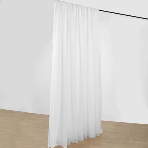 Efavormart 10ft x 10ft White Dual Layered Backdrop Curtains, Opaque Polyester and Sheer Chiffon Double Layer Drapes with Rod Pockets for Wedding Ceremonies - color: White, size: 10FT