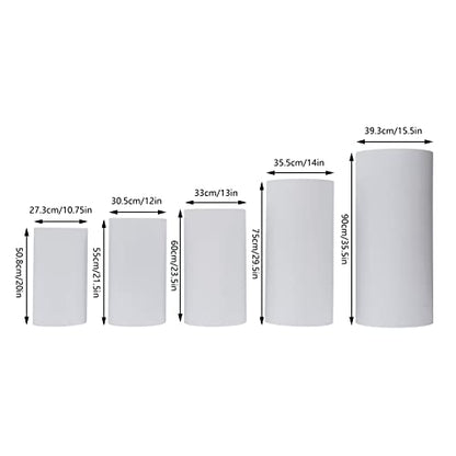 5 Pcs Cylinder Stands, Large White Cake Pedestal Tables, Round Reusable Dessert Display Plinth Pillars Wedding Backdrop Art Decor Flower Column Stand for Party Weddings or Banquets - size: 5 Pcs
