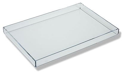 Clear Acrylic Organizer Tray, 8 x 12 Low-Profile Display & Vanity Tray – BPA-Free, Bathroom, Desk, Decor & Serving (Dry Use Only) - Made in USA - size: 8" x 12" x 1"