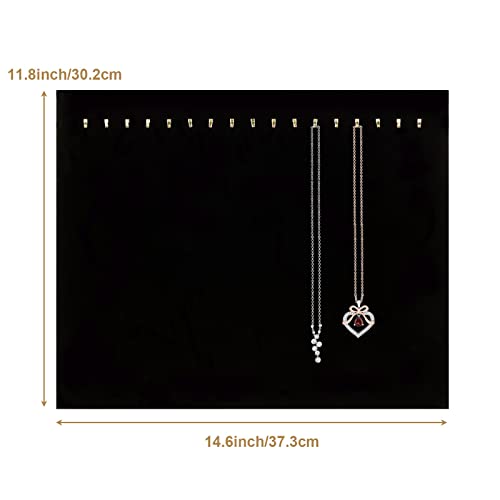 CertBuy 4 Pack Black Velvet Necklace Display Stands for Selling Jewelry Necklace Display Stand with 17 Hooks Jewelry Storage Holder for Chain