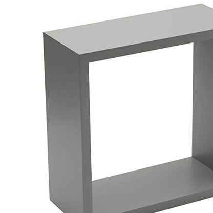 MELANNCO 5254356 Floating Wall Square Cube Shelves for Bedroom, Living Room, Bathroom, Kitchen, Nursery - Wood, Set of 3, Dark Gray - color: Dark Gray, size: Set of 3