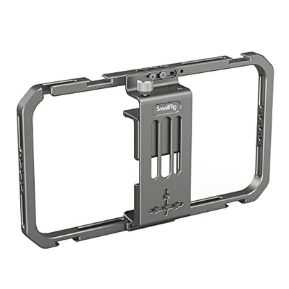 SmallRig Universal Smartphone Video Rig for iPhone 17 16 15 14 for Samsung, Filmmaking Vlogging Rig Aluminium Alloy Phone Video Cage Grip with Cold Shoe Mount for Videomaker Videographer - style: Cage