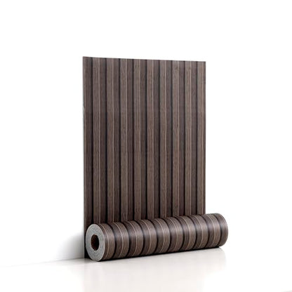 Peel and Stick PVC Slat Wall Panels, Wood Grain Self-Adhesive Soundproof Moisture-Resistant Paneling, 3D Faux Wood Panels for Bedroom Bathroom Walls & Ceilings 118"x15.75"(Dark Walnut,13Sq.ft) - color: Dark Walnut