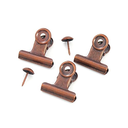 YUCHIYA 10 Pack Bulldog Clips with Push-pins for Corkboard,Metal Clips for Crafts, Metal Binder Clips for Pictures, Spring Paper Clamps for Office Documents (Copper,2inch) - color: Copper, size: 2 inch