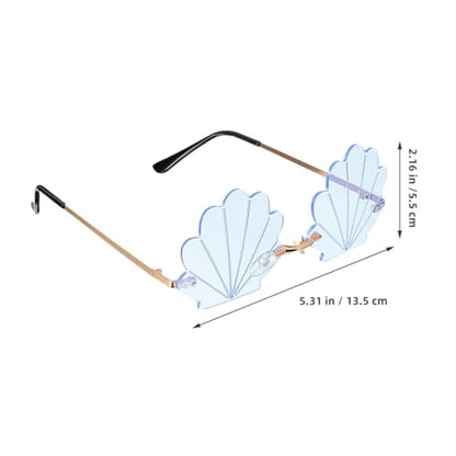 Angoily 3PCS Rimless Seashell Sunglasses, UV Protection Fun Glasses for Themed Events Lightweight Comfortable Eyewear Hawaiian Summer Photo Props Beach Party Eyewear for Women Mermaid Accessories
