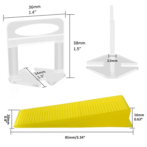 DGSL Tile Leveling System with Tile Plier - 300-Piece Tile Spacers Clips and 100-Piece Reusable Wedges - Tile Tools Set for Stone Installation (1/8 Inch Tile Spacers) - size: 1/8 Inch Tile Spacers