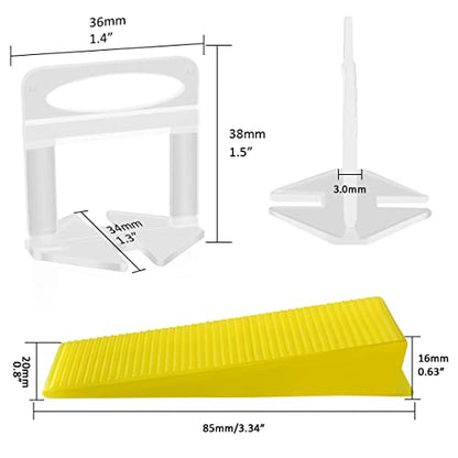 DGSL Leveling System with Plier - 600-Piece Spacers Clips and 200-Piece Reusable Wedges - Tools Set for Tile and Stone Installation 1/8 Inch - size: 1/8 Inch * 600 Spacers