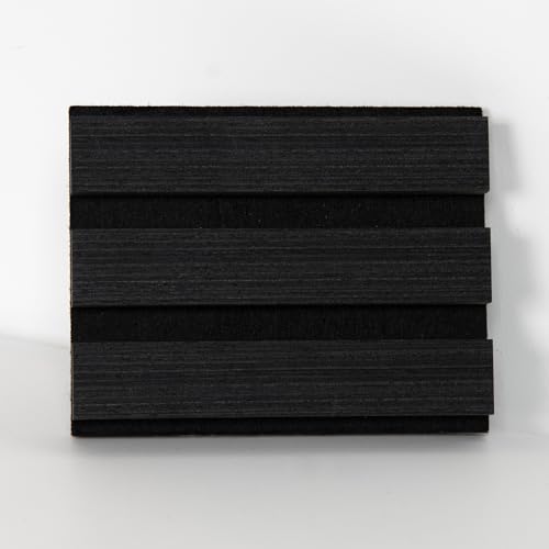 Smartstandard Sample Wood Slat Wall Panel, Soundproof Wooden Wall Panels, Acoustic Wood Panels for Wall, Matte Black, Sample Pack - color: Black Oak, size: 6" x 4.7"