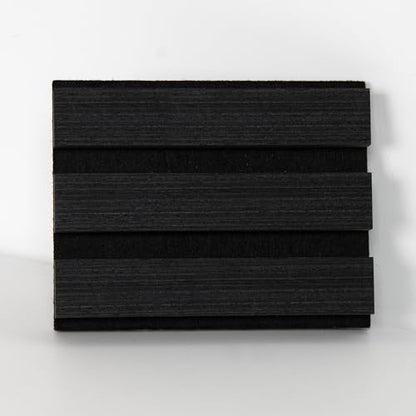 Smartstandard Sample Wood Slat Wall Panel, Soundproof Wooden Wall Panels, Acoustic Wood Panels for Wall, Matte Black, Sample Pack - color: Black Oak, size: 6" x 4.7"