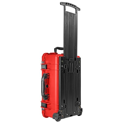 Eylar 22" Carry-On Travel Roller Gear, Camera, Drones, Tools, Equipment Hard Case Waterproof with Foam (Red) - color: Red