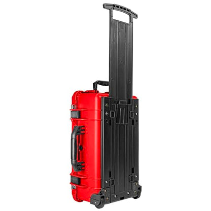 Eylar 22" Carry-On Travel Roller Gear, Camera, Drones, Tools, Equipment Hard Case Waterproof with Foam (Red) - color: Red