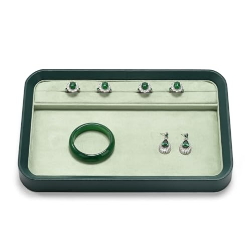 Oirlv Velvet Jewelry Display Tray for Vendors & Stores,Jewelry Organizer with Multi Compartments for Rings, Bracelets, Necklaces - Professional Display Case for Trade Shows, Home Dresser(Green) - color: Green P21601