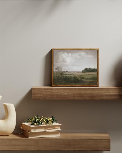 VIYYIEA Vintage Landscape Framed Wall Art, Nature Wilderness Scenery Paintings Decor Aesthetic, Canvas Print Artwork, Retro Farm Landscape Wall Pictures for Bedroom Living Room, 8x10 Inch - color: Landscape with Sunlit Clouds, size: 10"L x 8"W