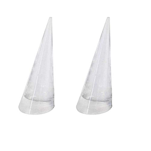 Luzen 2Pcs Acrylic Jewelry Ring Holder - Cone Shape Single Ring Display Stand, Clear