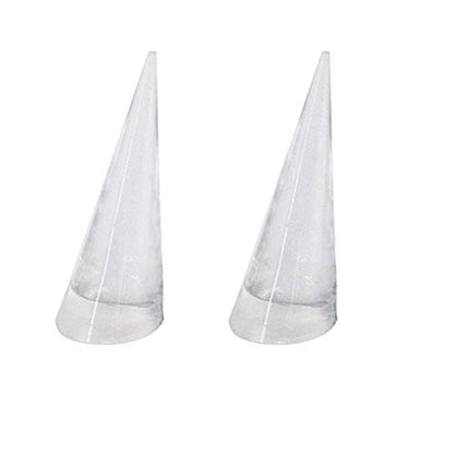 Luzen 2Pcs Acrylic Jewelry Ring Holder - Cone Shape Single Ring Display Stand, Clear