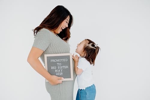 Pearhead Felt Wooden Letterboard Set - Ideal Photo Sharing Prop for Baby Announcements, Milestone Keepsake, Custom Message Board and Shower Gift - Includes 188 Letters, Numbers, and Symbols - 10" x 10" Gray - color: Gray Felt Letterboard
