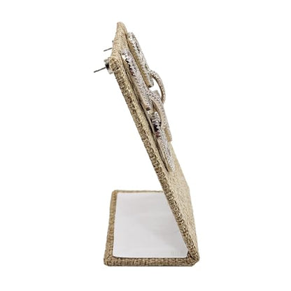MOOCA 6 Pcs Natural Linen Earring Display Stand Necklace, Pendant Jewelry Organizer Display Holder for Earring, Pendant, Necklace Stand for Showcase, Linen, 2 1/4 W x 1 1/2 D x 3 1/2 H in - color: Natural Linen