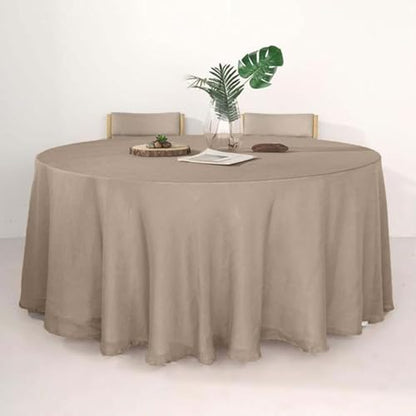 Efavormart 120" Taupe Premium Faux Linen Round Tablecloth | Textured Wrinkle Free Tablecloth - color: Taupe, size: 120" (Round)