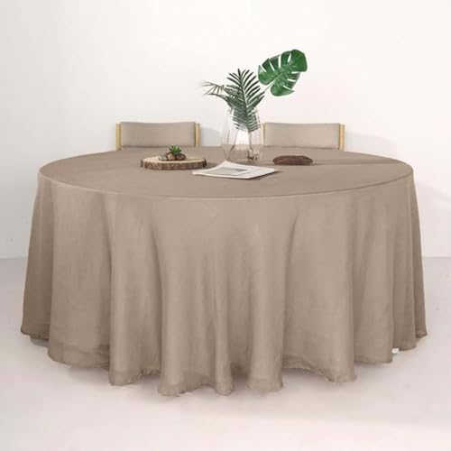 Efavormart 120" Taupe Premium Faux Linen Round Tablecloth | Textured Wrinkle Free Tablecloth - color: Taupe, size: 120" (Round)