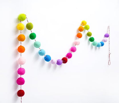 3 Pcs Pre-Strung Happy Birthday Banner, Felt Ball Garland, Pennant Triangle Flags, Rainbow Party Decorations, HAPPY BIRTHDAY Garland, Personalized Holiday Sign for Birthday Decor, Party Supplies, Photo Prop ( Felt Banner + Pennant Flags + Rainbow Balls) -