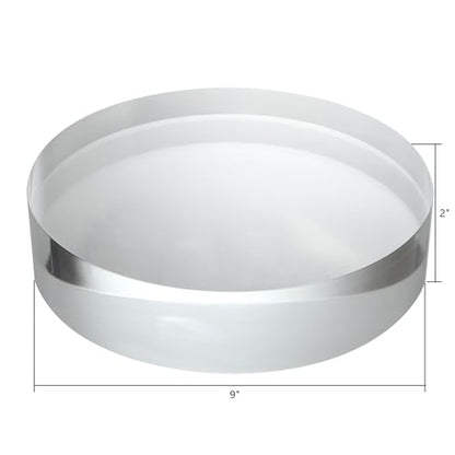 CiaoHER 2in Thickness 9in Diameter Acrylic Disc Display Block Clear Polished Round Pedestal Stand Riser 9" x 2", 1 Pack