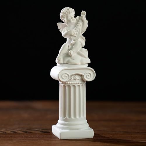 Mini Nordic Resin Roman Column, Greek Sculptural Angel Display, Photo Props, Candle Holder, Sketching Art Teaching Tools (Angel (Bouzouki) - 6.3cm) - color: Angel (Bouzouki) - 6.3cm