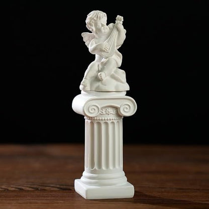 Mini Nordic Resin Roman Column, Greek Sculptural Angel Display, Photo Props, Candle Holder, Sketching Art Teaching Tools (Angel (Bouzouki) - 6.3cm) - color: Angel (Bouzouki) - 6.3cm