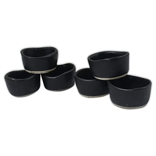 roro Handmade 2-Inch Matte Black Ceramic Pinch Bowls, Set of 6 – Versatile Stoneware for Spices, Condiments, Appetizers & Finger Foods - size: Pinch Bowls x 6