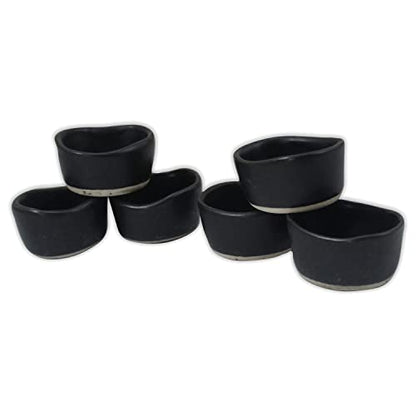 roro Handmade 2-Inch Matte Black Ceramic Pinch Bowls, Set of 6 – Versatile Stoneware for Spices, Condiments, Appetizers & Finger Foods - size: Pinch Bowls x 6