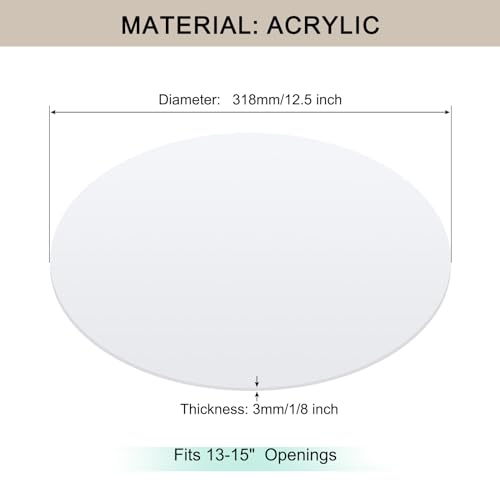Lampshade Diffuser, 12.5" Diameter Round Diffuser Lamp Shade for Drum Style Lampshades Pendants Softening Light, DIY Light Fits 13-15" Openings, Frosted White Acrylic - size: 12.5"