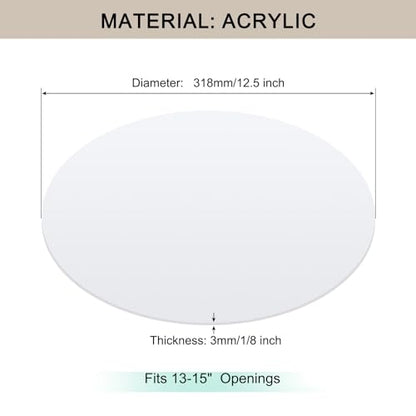 Lampshade Diffuser, 12.5" Diameter Round Diffuser Lamp Shade for Drum Style Lampshades Pendants Softening Light, DIY Light Fits 13-15" Openings, Frosted White Acrylic - size: 12.5"