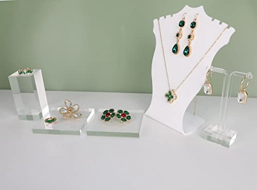 Acrylic earring display risers for selling, Transparent jewelry display riser stand, clear ring riser tray for boutique store selling, Jewelry photo props【3.15 L x3.15 W x0.39 H inch 2pcs】 - size: 3.15 L x3.15 W x0.39 H inch 2pcs
