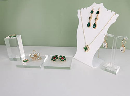 Acrylic earring display risers for selling, Transparent jewelry display riser stand, clear ring riser tray for boutique store selling, Jewelry photo props【3.15 L x3.15 W x0.39 H inch 2pcs】 - size: 3.15 L x3.15 W x0.39 H inch 2pcs