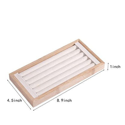 Bamboo Ring Holder,Ring Display Stand,Jewelry Organizer Stand for Rings Earrings Selling（Beige） - color: Beige