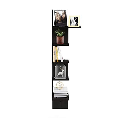Furinno Rossi Wall Mounted Shelves, 5-Tier Rectangle, Espresso/Black - color: Espresso/Black, style: 5-Tier Square