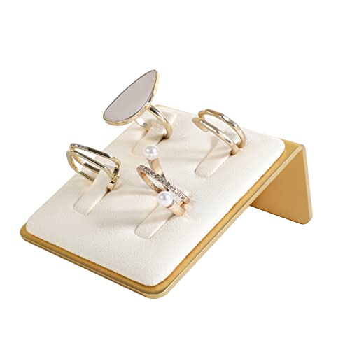 Beige Ring Display for Selling, Jewelry Ring Organizer-Velvet Metal Series - color: Cream