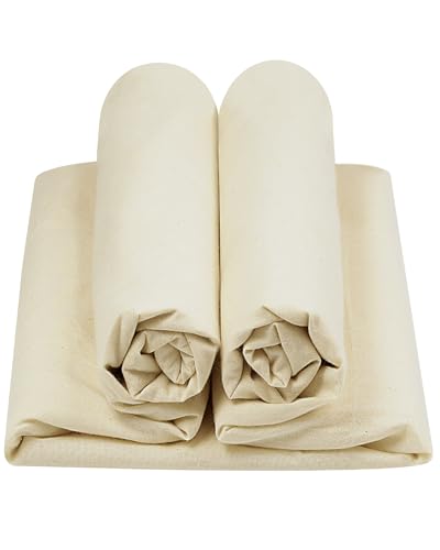 HOTGODEN Light Weight 100% Cotton Muslin Fabric: 63 inch x 2,5,10 Yards Unbleached Muslin Linen Fabric Material for Sewing Material Apparel Cloth - color: Natural, size: 5 YARDS