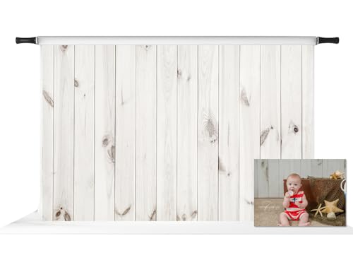 Kate 10x6.5ft White Wood Shiplap Backdrop for Photography Vintage Retro White Wooden Texture Backdrop Rustic Plank Photo Studio Props - color: Wood 2, size: 10x6.5ft
