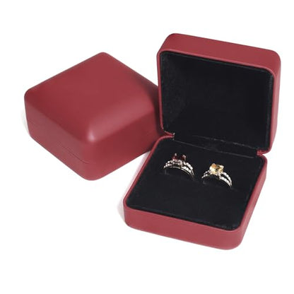 Velvet Ring Gift Box, Small Jewelry Earring Studs Holder Case for Wedding Day, Proposal, Engagement, Anniversary, Ring Display Storage Box for Women Girl (Red S) - color: Red S
