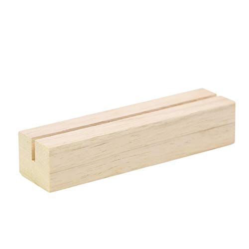 UNIQOOO 5 Pack Wood Table Number Stands | 1/8” Thick Acrylic Sign Holders | Oak Wood Display Stands | Place Card Holder, Perfect for Retail Shop Wedding Dinner Party, Events Decoration, Retail Shop - color: 4.6" Oak,5 pack