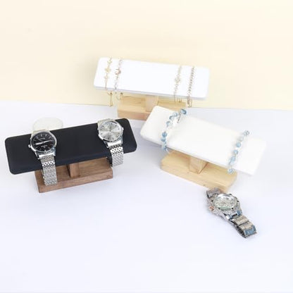 Bracelet Display Tower Watch Holder Jewelry Holder Organizer Rack Wooden Base Watch Display Bangle Scrunchie Headband Headtie Stand Exterior Black PU - color: Flat PU Black