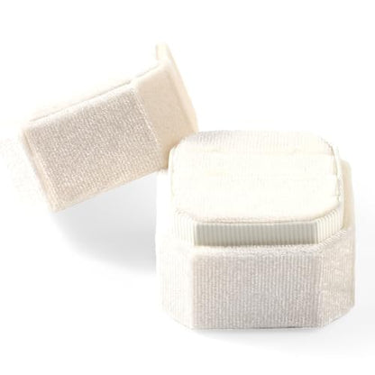 3 Slots Ring Box Velvet Ring Gift Box Wedding Day For Proposal, Engagement, Wedding, Mother's Day, Valentine's Day (White) - color: Beige