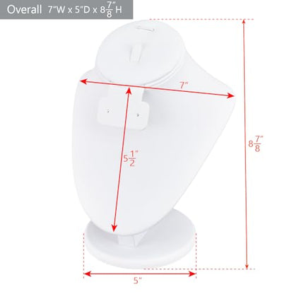 MOOCA White Leatherette Combination Display Jewelry Bust for Necklaces, Earrings, Rings - color: White PU Faux Leather