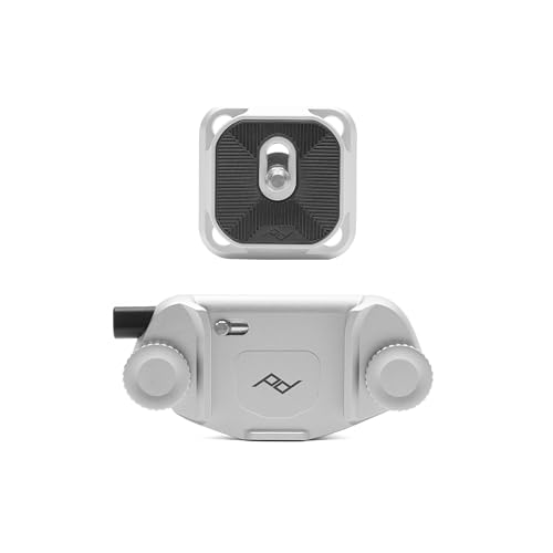 Peak Design Capture Camera Clip V3, Silver with Plate, Holds DSLR, Compact and Point and Shoot Bodies, Secure, Stable and Accessible, Attaches to Straps and Belts, Quick Release, 200 lb Capacity - color: Silver