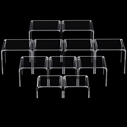 Chuangdi 20 Pcs Acrylic Display Risers, Clear Product Stand, Jewelry Display Riser Shelf Showcase Fixtures for Figure Dessert Cupcake Candy Action Showcase(Medium Set) - color: Clear, size: Medium Set